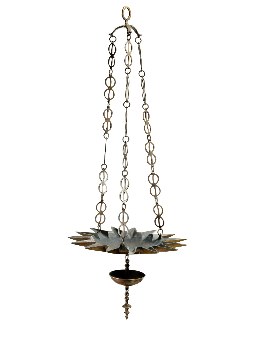 View full screen - View 1 of Lot 144. An Italian Bronze Multi-Light Hanging Sabbath Lamp, Late 18th-Early 19th Century.