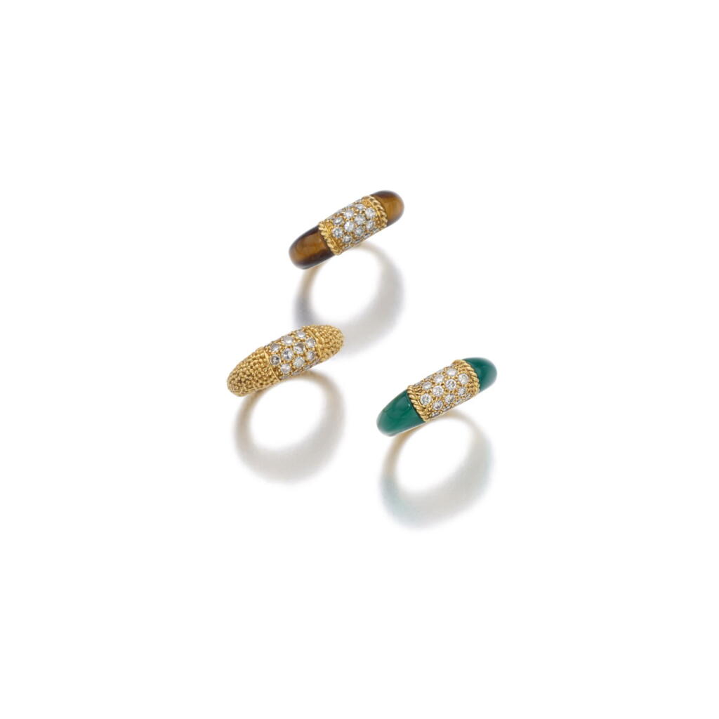 View full screen - View 1 of Lot 5. THREE GEM SET AND DIAMOND RINGS, 'PHILIPPINE', VAN CLEEF & ARPELS.