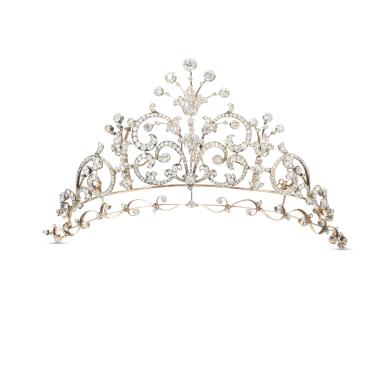 View full screen - View 1 of Lot 628. Diamond tiara/necklace, late 19th century.
