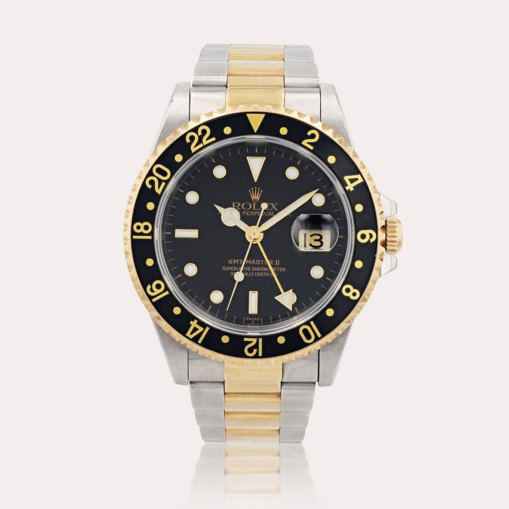 View full screen - View 1 of Lot 418. GMT-Master II, reference 16713 Montre bracelet en acier et or jaune avec date | Stainless steel and yellow gold wristwatch with date and bracelet Vers 1998 | Circa 1998.