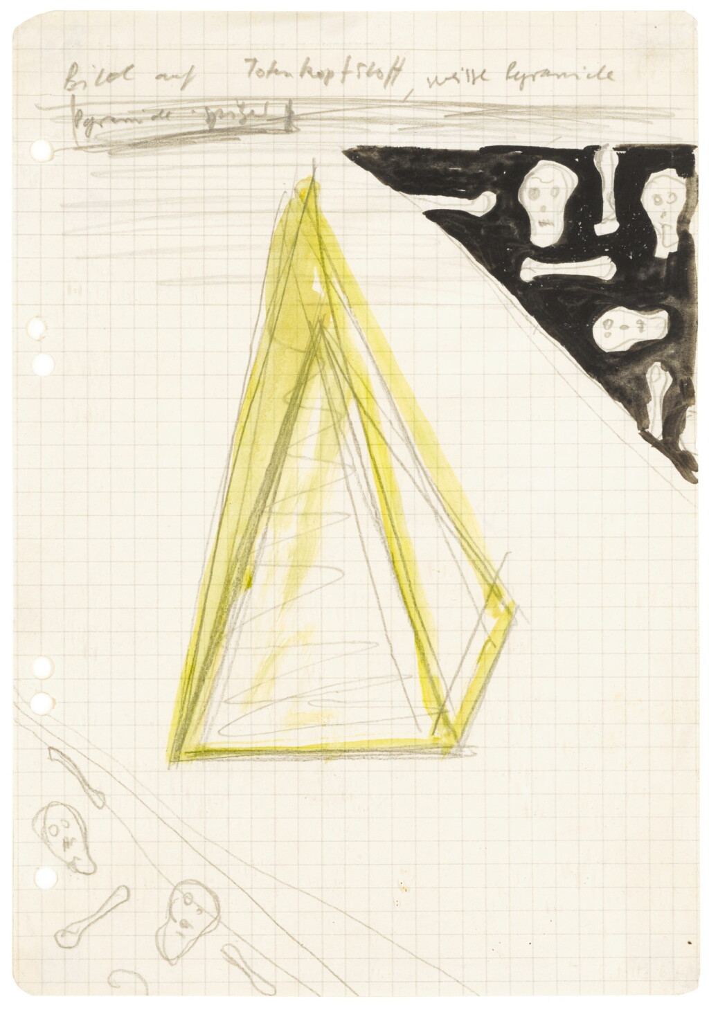 View full screen - View 1 of Lot 830. SIGMAR POLKE | BILD AUF TOTENKOPFSTOFF, WEISSE PYRAMIDE.