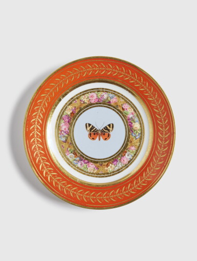 View full screen - View 1 of Lot 214. A Sèvres Porcelain Plate from the 'Service de Dessert Marly Rouge', circa 1808.