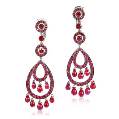 View full screen - View 1 of Lot 1664. Pair of Ruby Earrings | 寶詩龍 | 紅寶石耳墜一對.