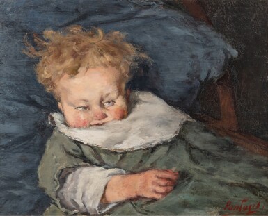 View full screen - View 1 of Lot 94. Child in cradle (the artist' son) | Enfant au berceau (portrait du fils de l'artiste).
