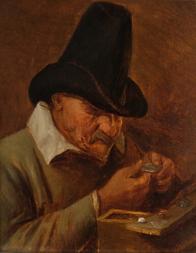View full screen - View 1 of Lot 52. Avarice: A Man Counting Coins.