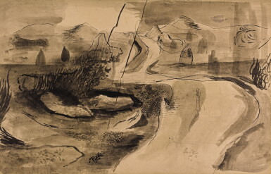 View full screen - View 1 of Lot 127. GRAHAM SUTHERLAND | ROAD WITH ROCKS.