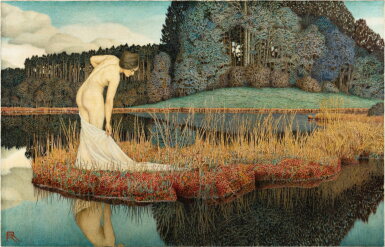 View full screen - View 1 of Lot 118. Landscape with a Bathing Woman | Paysage avec la femme au bain.