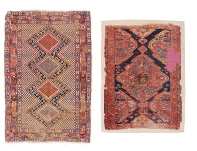 View full screen - View 1 of Lot 345. Lot including two Afshar carpets, Persian, circa 1900.