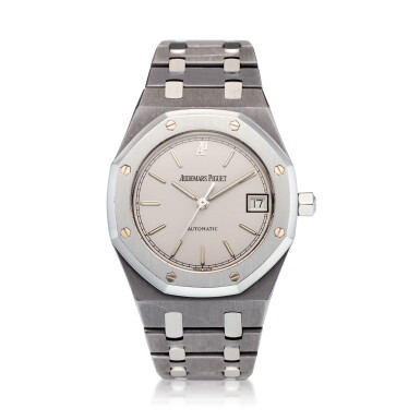 View full screen - View 1 of Lot 203. REFERENCE 14790TT ROYAL OAK A TANTALUM AND STAINLESS STEEL AUTOMATIC WRISTWATCH WITH DATE AND BRACELET, CIRCA 2000.