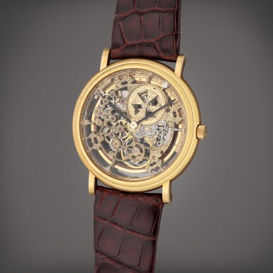 View full screen - View 1 of Lot 365. Reference 43038/000J Patrimony | A yellow gold skeletonized automatic wristwatch, Circa 1995.