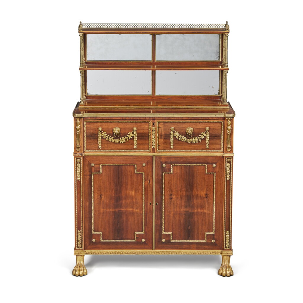 View full screen - View 1 of Lot 163. A Regency Gilt-Brass Mounted Rosewood and Secretaire Cabinet attributed to John McLean, Circa 1810.