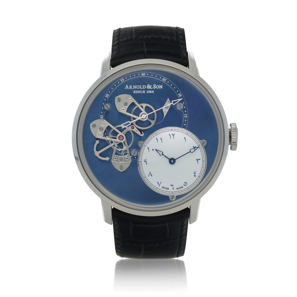 View full screen - View 1 of Lot 538. Dial Side True Beat, Ref. 1ATAS.U02A Limited edition stainless steel wristwatch with dead beat seconds and Arabic dial Circa 2017 | Arnold & Son 1ATAS.U02A型號「Dial Side True Beat」限量版精鋼腕錶備跳秒裝置,錶盤飾阿拉伯數字,年份約2017.