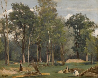 View full screen - View 1 of Lot 31. Ville d'Avray - bucheronnes dans une prairie au bord des bois.