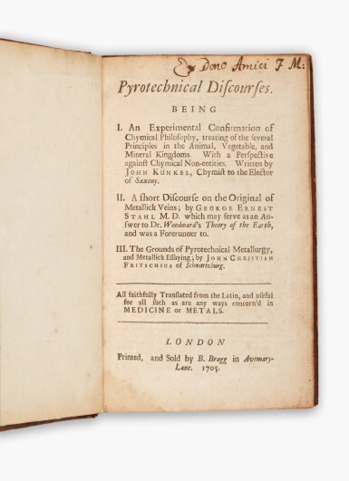 View full screen - View 1 of Lot 138. Kunckel, Johannes, et al. | Pyrotechnical Discourses..., first edition and the only English translation .
