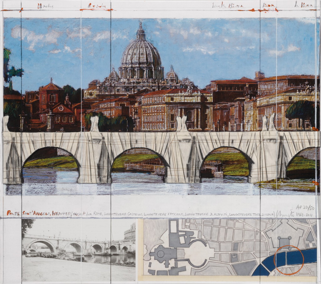 View full screen - View 1 of Lot 223. CHRISTO AND JEANNE-CLAUDE | PONTE SANT'ANGELO, WRAPPED, PROJECT OF ROME (SCHELLMANN 205).