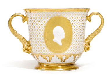 View full screen - View 1 of Lot 259. A TWO-HANDED PORCELAIN CUP, PROBABLY IMPERIAL PORCELAIN FACTORY, ST PETERSBURG, CIRCA 1820.