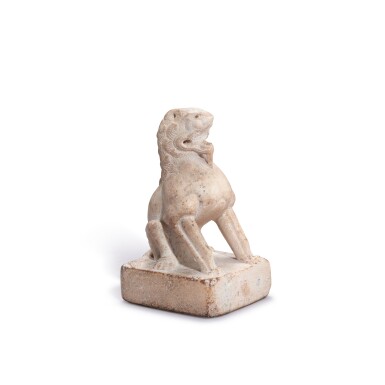 View full screen - View 1 of Lot 9574. A white marble seated Buddhist lion, Tang dynasty | 唐 大理石坐獅.