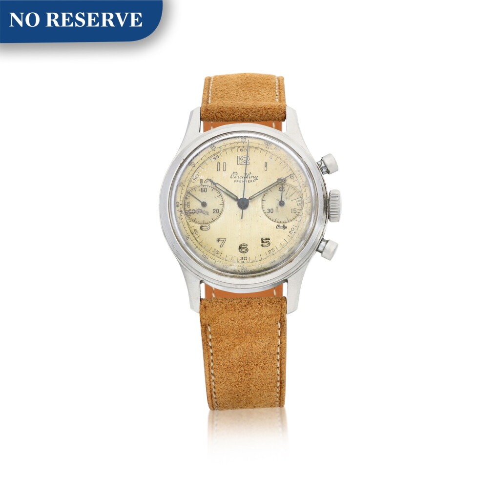 View full screen - View 1 of Lot 8041. Breitling | Premier, Reference 790, A stainless steel chronograph wristwatch, Circa 1945 | 百年靈 | Premier 型號790 精鋼計時腕錶,約1945年製.