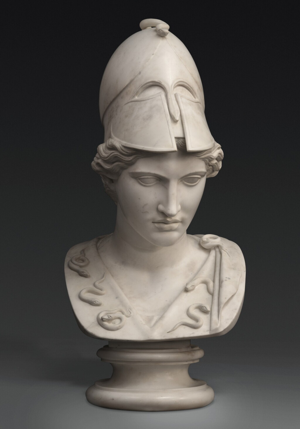 View full screen - View 1 of Lot 147. ITALIAN, 19TH CENTURY, AFTER THE ANTIQUE | MONUMENTAL BUST OF ATHENA.