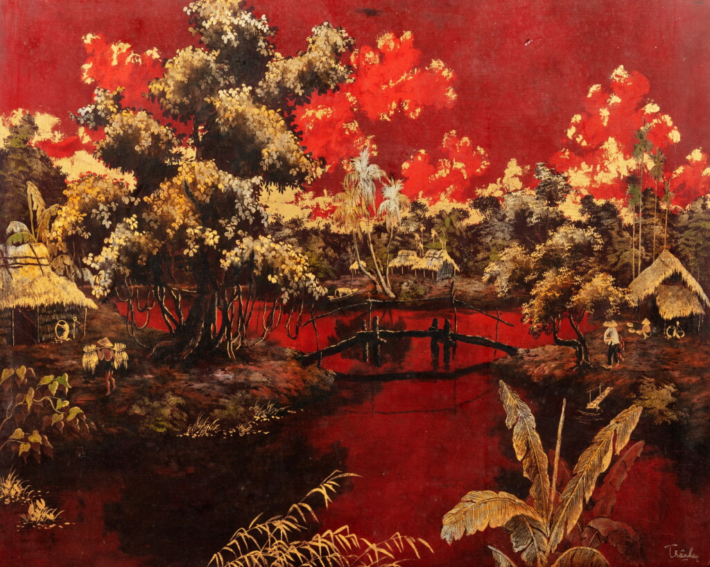 View full screen - View 1 of Lot 2. Tran Van Ha (1911-1974), Village by the river | 陳文河 (1911-1974), 河旁村落 .