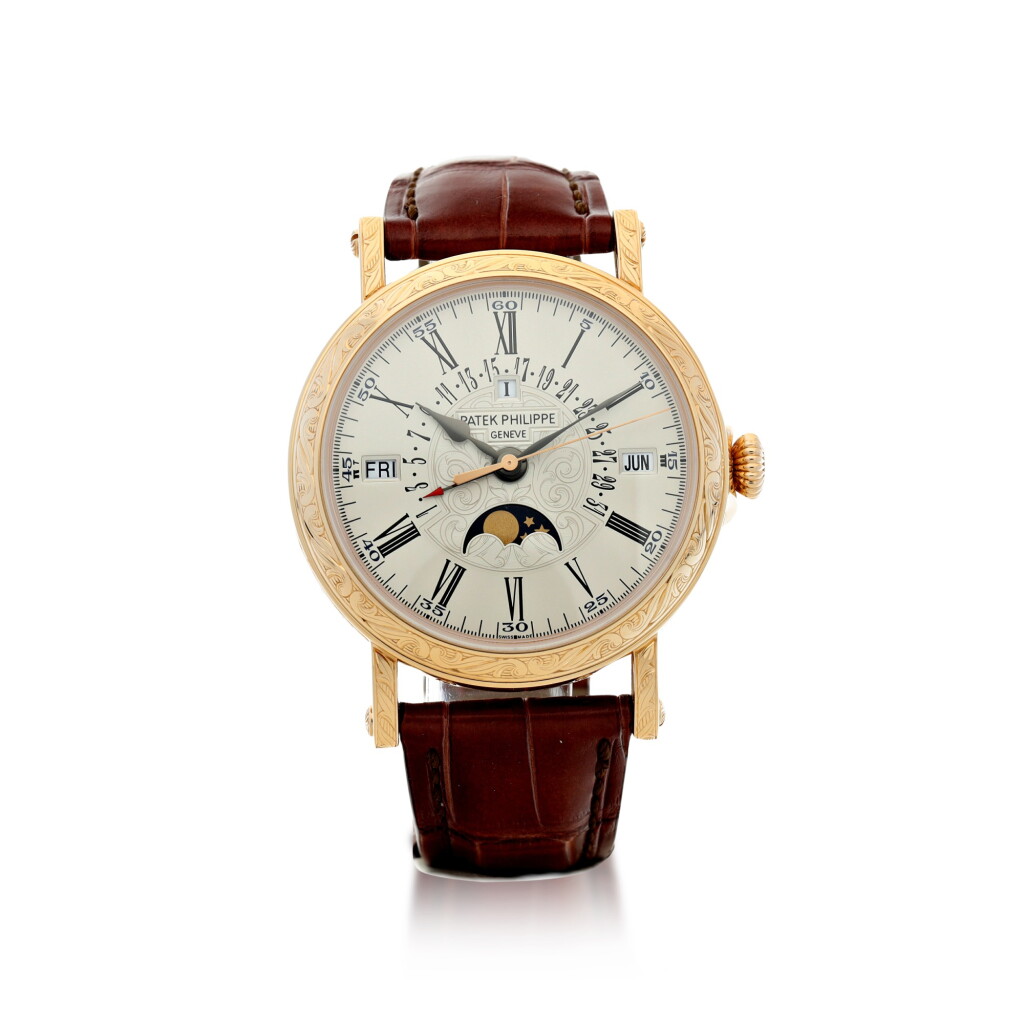 View full screen - View 1 of Lot 171. REFERENCE 5160R-001 A PINK GOLD AUTOMATIC PERPETUAL CALENDAR WRISTWATCH WITH RETROGRADE DATE, MOON PHASES, AND LEAP YEAR INDICATION, CIRCA 2016.