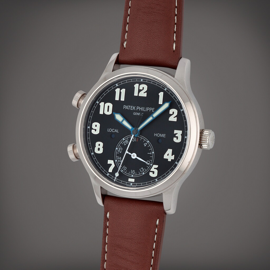View full screen - View 1 of Lot 372. Calatrava Pilot Travel Time, Reference 5524G-001 | A white gold dual time zone wristwatch with date and dual day/night indication | Circa 2019.