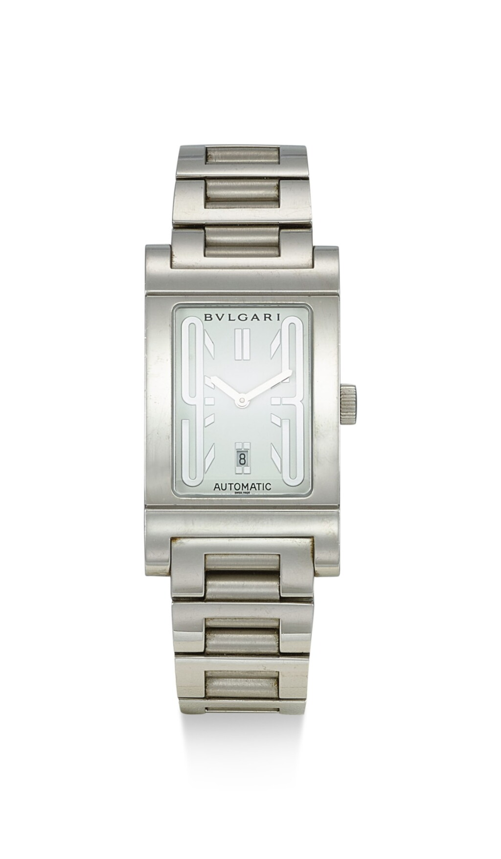 View full screen - View 1 of Lot 8207. BULGARI | RETTANGOLO, REFERENCE RT45S, A STAINLESS STEEL WRISTWATCH WITH DATE AND BRACELET, CIRCA 2005.