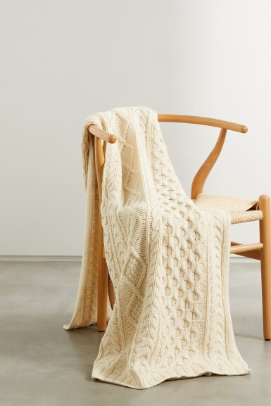 View full screen - View 1 of Lot 31. Cable-Knit Cashmere Blanket.
