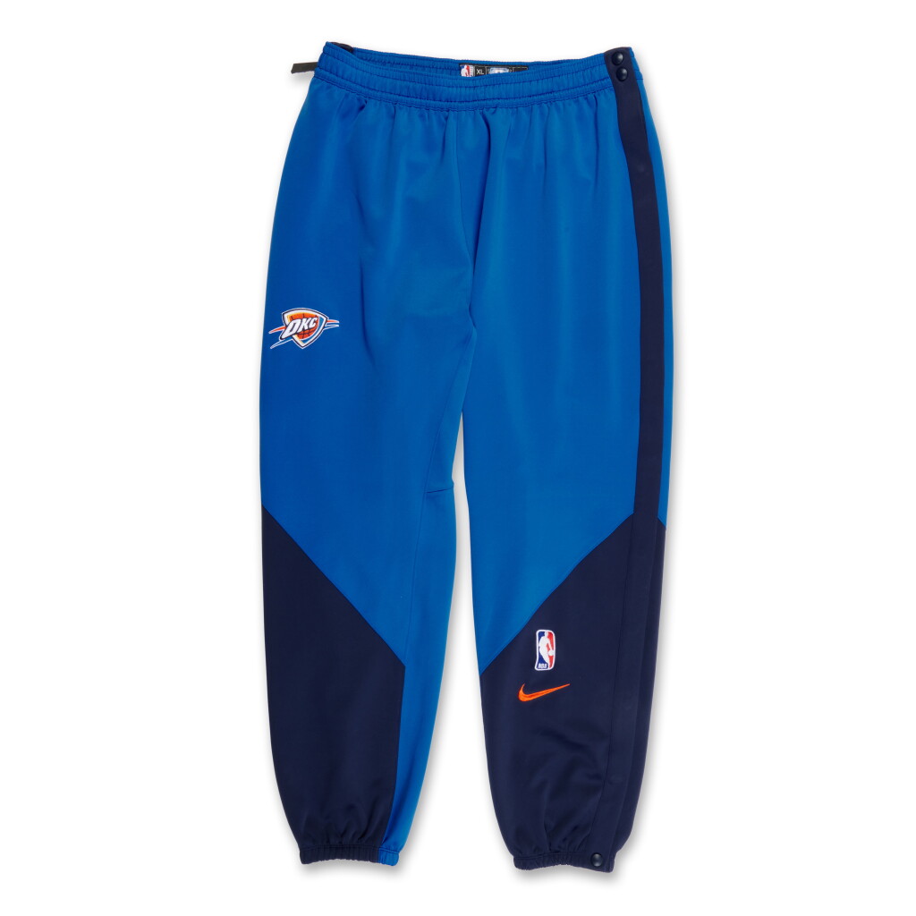 View full screen - View 1 of Lot 84. Luguentz Dort Oklahoma City Thunder 2025 NBA Finals Game Issued Warmup Pants | 'Championship Run'.