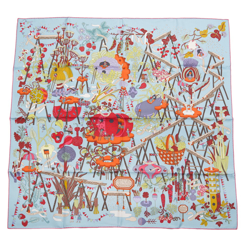 View full screen - View 1 of Lot 28. Hermès "Le Potager Extraordinaire" Silk Twill Scarf 90cm.