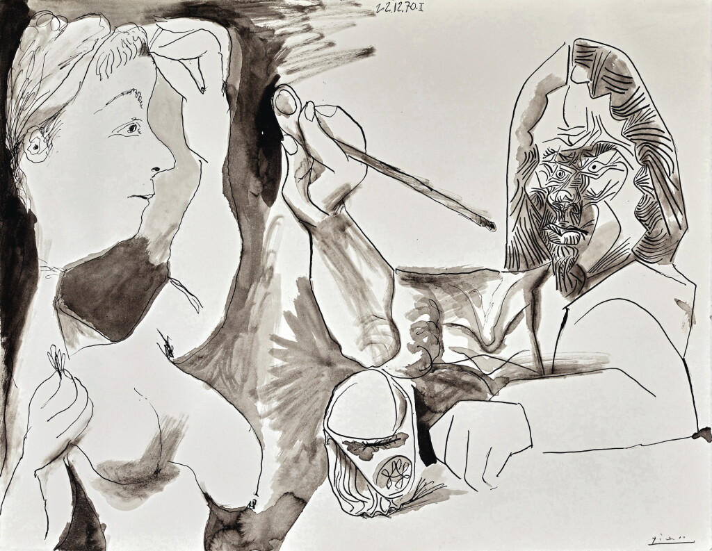 View full screen - View 1 of Lot 268. Homme à la pipe et femme.