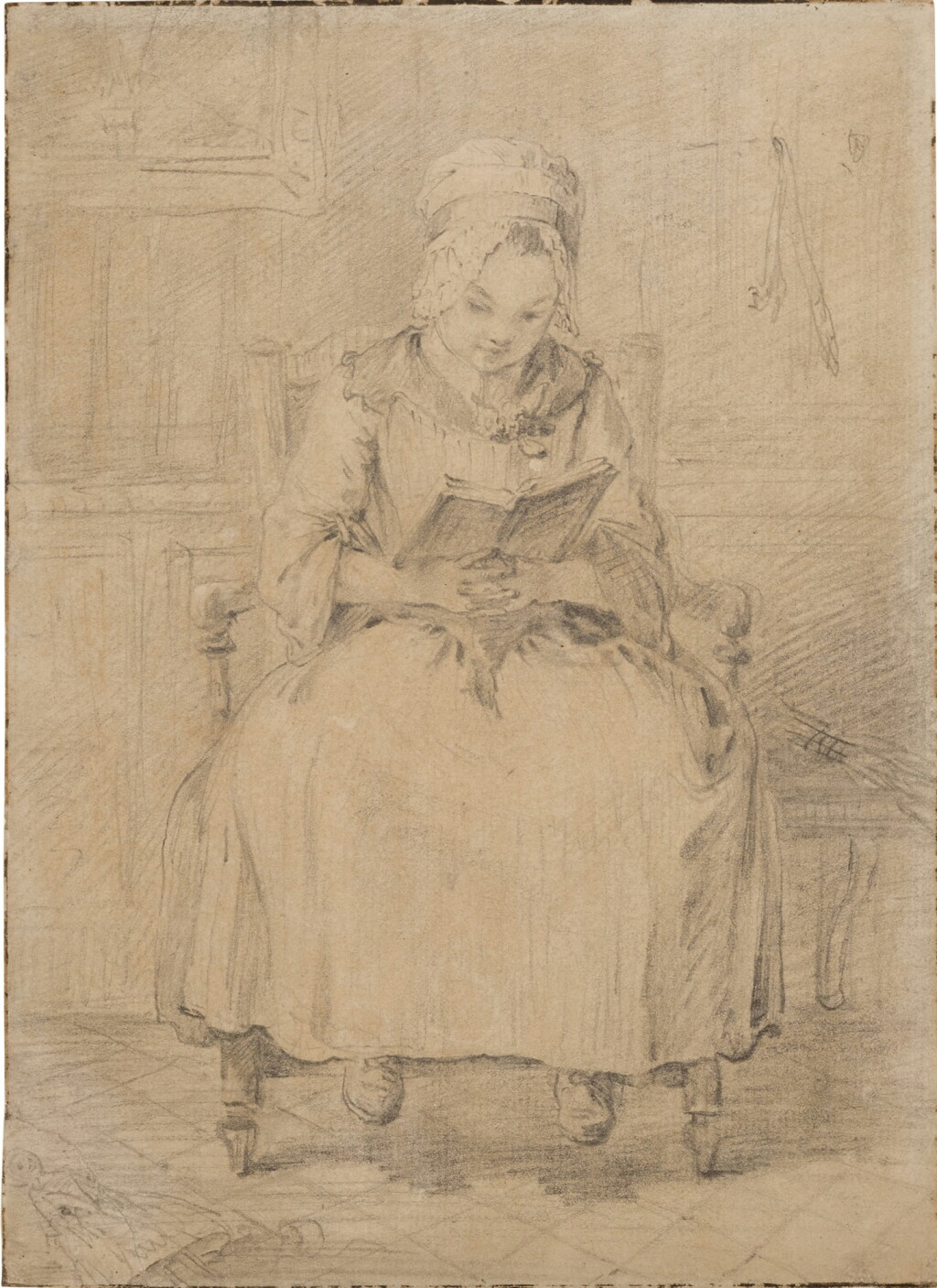 View full screen - View 1 of Lot 187. A little girl, seated, reading a book.