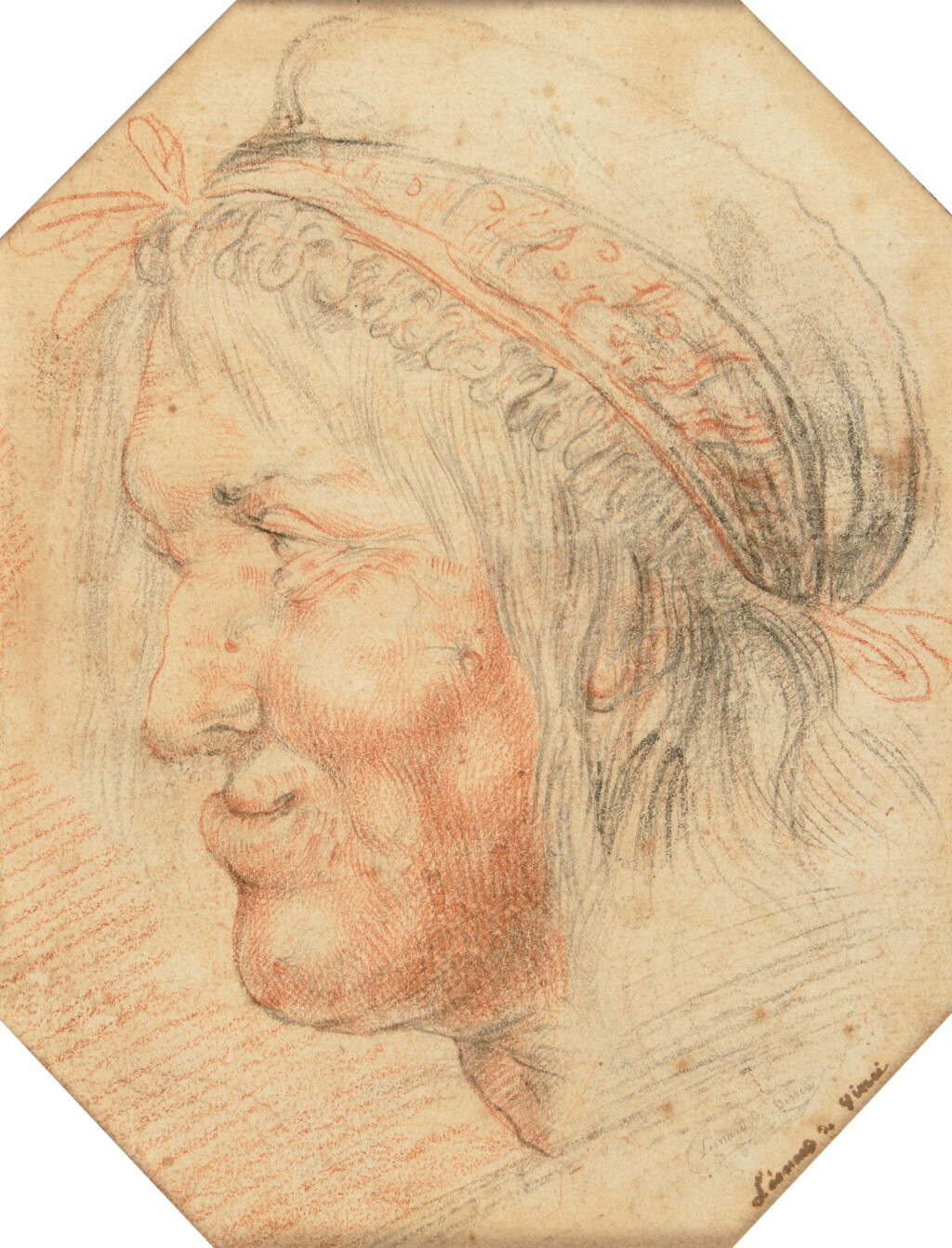 View full screen - View 1 of Lot 123. Head of an Old Woman in Profile.