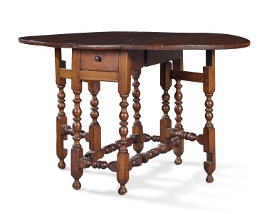 View full screen - View 1 of Lot 299. A William and Mary Turned and Joined Gateleg Table, Massachusetts, circa 1725.