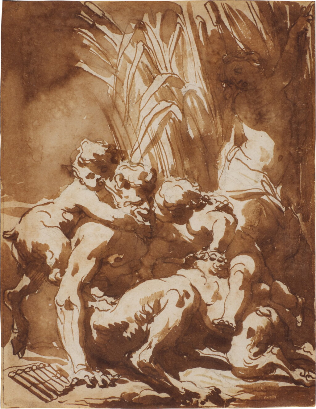 View full screen - View 1 of Lot 114. Pan with young satyrs, putti and a nymph.