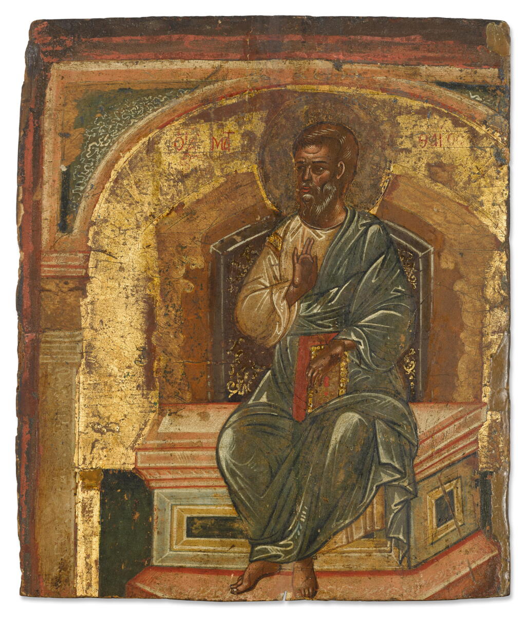 View full screen - View 1 of Lot 344. Apostle Matthew, Greek 17th Century.