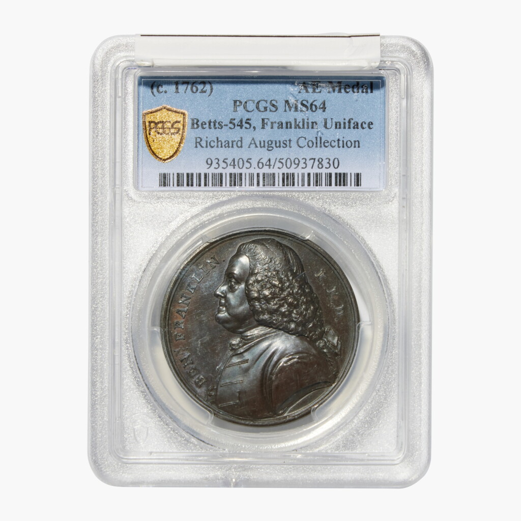 View full screen - View 1 of Lot 102. (Benjamin Franklin) | Possibly one of the earliest Franklin medals.