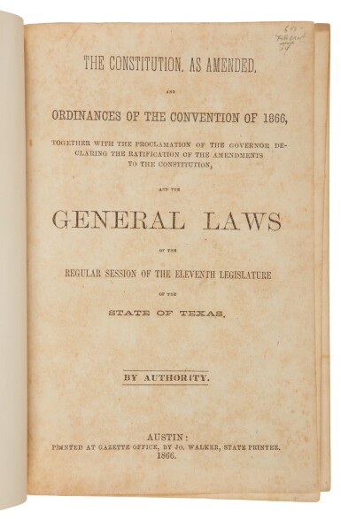 View full screen - View 1 of Lot 218. Texas | The complete text of the Constitution and 29 ordinances.