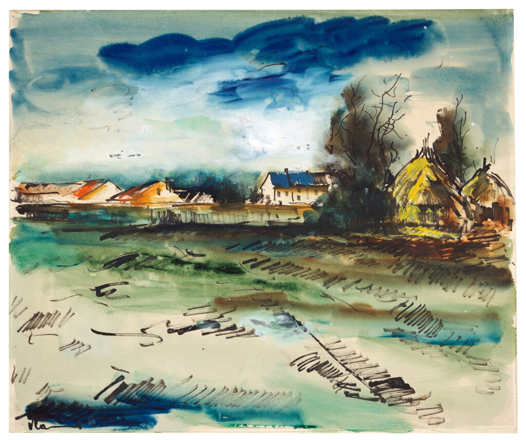 View full screen - View 1 of Lot 84. Paysage avec meules.