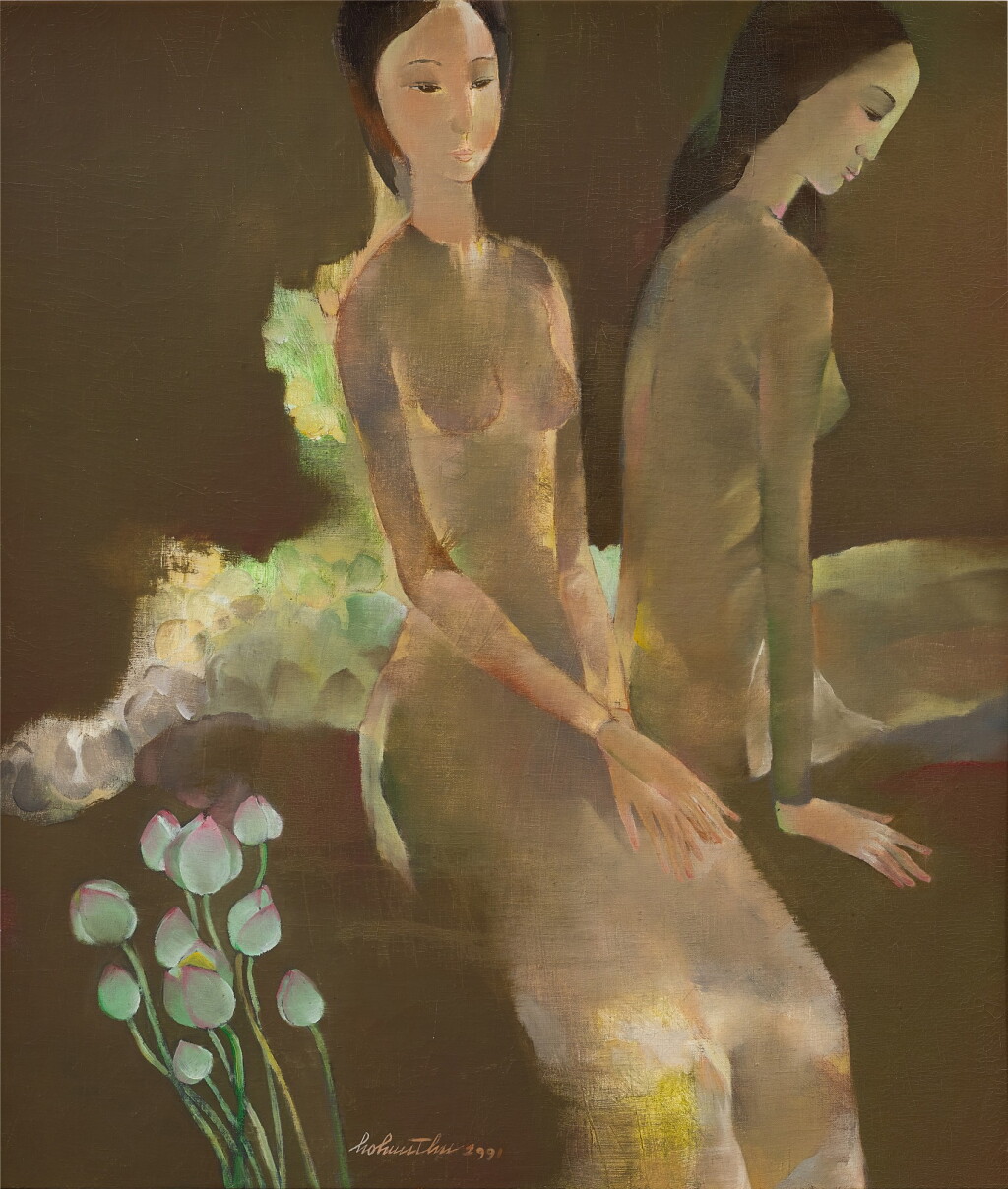 View full screen - View 1 of Lot 554. Ho Huu Thu 何浩圖 | Two Women 兩個少女.