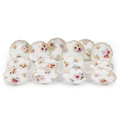 View full screen - View 1 of Lot 74. A set of fourteen Nymphenburg pierced dessert plates, early 20th century.