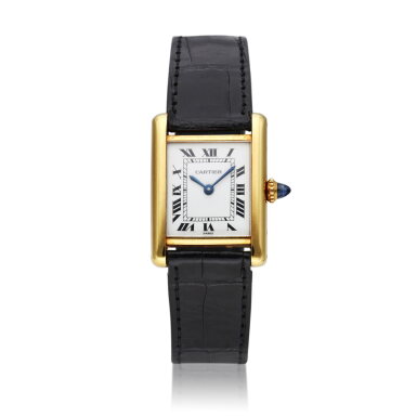 View full screen - View 1 of Lot 104. Tank Louis | A yellow gold wristwatch, Circa 1990.