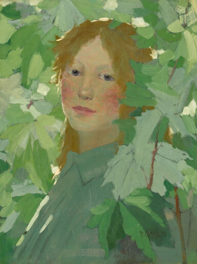 View full screen - View 1 of Lot 200. Girl Amongst Leaves.