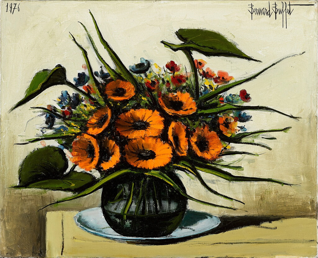 View full screen - View 1 of Lot 229. Bernard Buffet 貝爾納・布菲 | Grand bouquet de soucis 萬壽菊花束.