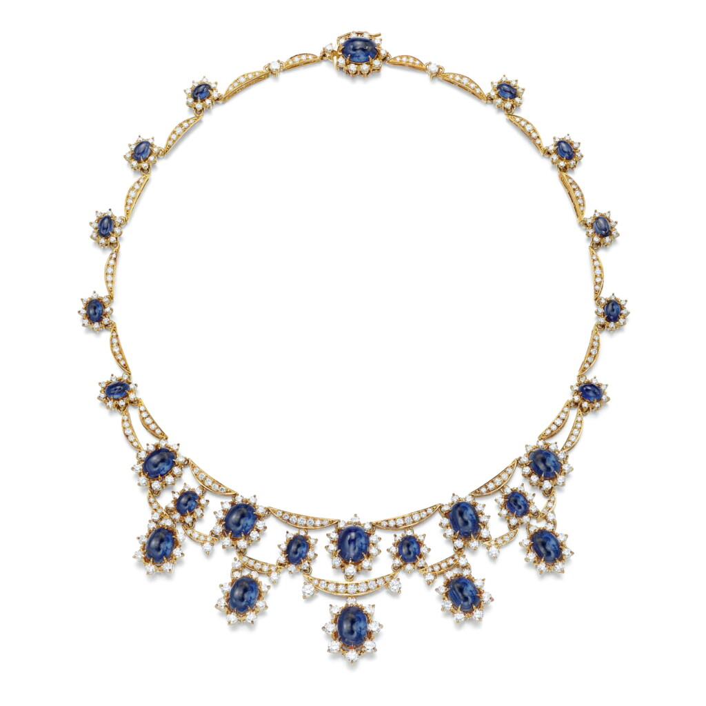 View full screen - View 1 of Lot 1607. MIKIMOTO | SAPPHIRE AND DIAMOND NECKLACE 御木本 | 藍寶石 配 鑽石 項鏈.