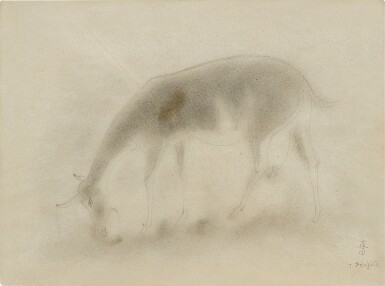 View full screen - View 1 of Lot 2054. Léonard Tsuguharu Foujita 藤田嗣治| Faonne dans le pré 原中小鹿.