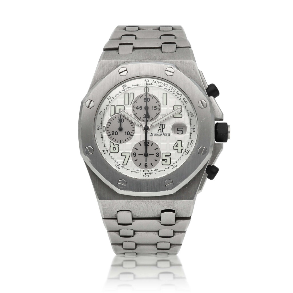 View full screen - View 1 of Lot 42. Royal Oak Offshore, Ref. 25721ST.OO.1000ST.08.A | A stainless steel chronograph wristwatch with date and bracelet | Circa 2010.