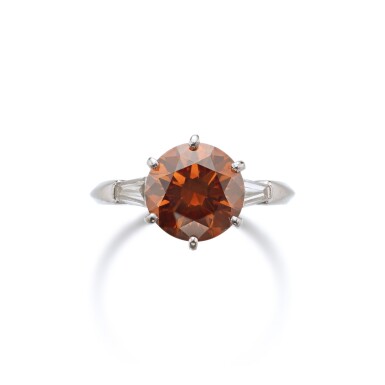 View full screen - View 1 of Lot 887. Fancy Deep Orange Diamond Ring.