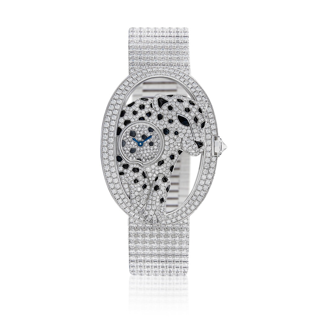 View full screen - View 1 of Lot 1822. 'Panthère Ajourée’ Diamond and Enamel Wristwatch | 卡地亞 | ' Panthère Ajourée’ 琺瑯彩 配 鑽石 腕錶.
