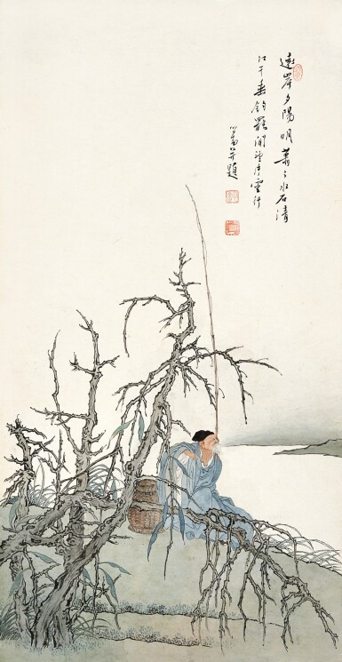 View full screen - View 1 of Lot 2712. Pu Ru 溥儒 | Fishing by the Shore 寒江獨釣.